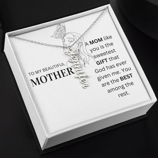To My Beautiful Mother | Vertical Name Necklace